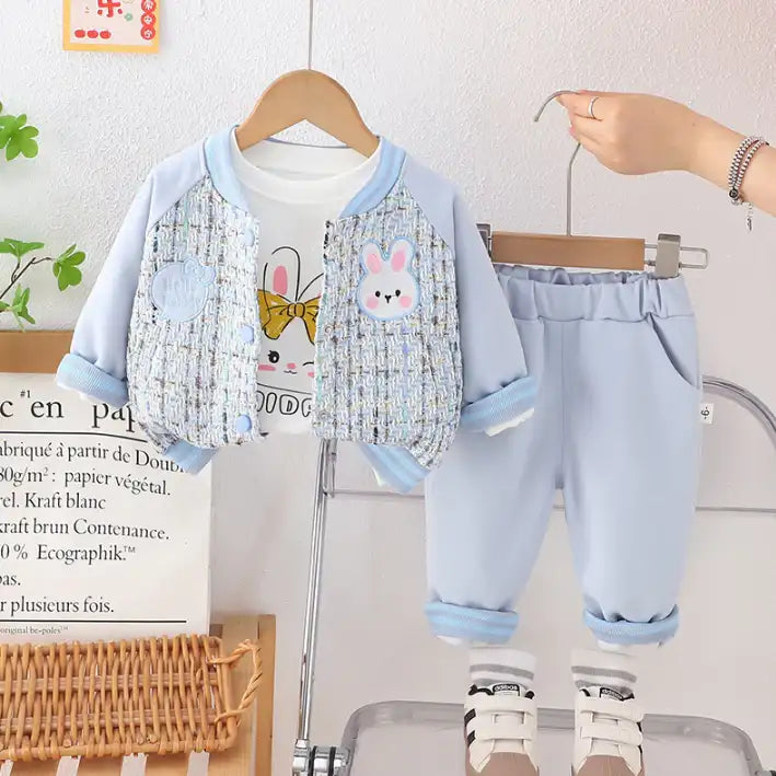 Girls Bunny Cardigan & Pants Outfit β Beige, Pink or Blue (1-5 Years)